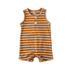 Iddolaka Newborn Summer Baby Boy Girl Romper Bodysuit Jumpsuit Playsuit One Piece Outfit Clothes (A-Brown Stripes, 18-24 Months)