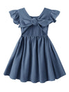 Dutebare Toddler Girls Dress Cotton Linen Ruffle Halter Sleeveless Kids Casual Summer Beach Party Dresses Navy Blue 100