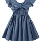 Dutebare Toddler Girls Dress Cotton Linen Ruffle Halter Sleeveless Kids Casual Summer Beach Party Dresses Navy Blue 130