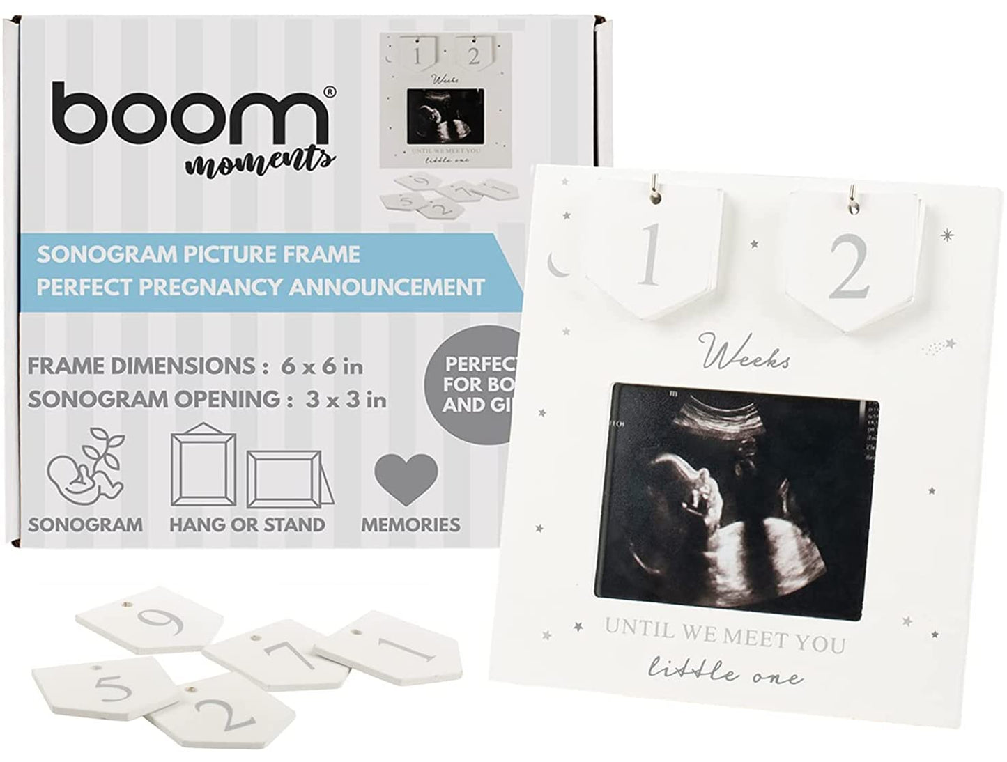 Sonogram Picture Frame | Countdown Weeks | Keepsake Baby Ultrasound Frame | Great Gift For Expecting Parents | Nursery D  Cor |
