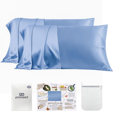 Promeed 23 Momme Silk Toddler Pillowcase 2 Pack With Free Laundry Bag, Natural Highest Grade 6A+ 100% Mulberry Silk Pillow Case