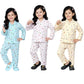 Chiclift Girls Cotton Night Suit Set, Full Sleeves, Blue, Pink and Yellow Bear Printed Pajama Set, Pack of 3  (2 Years3 Years)