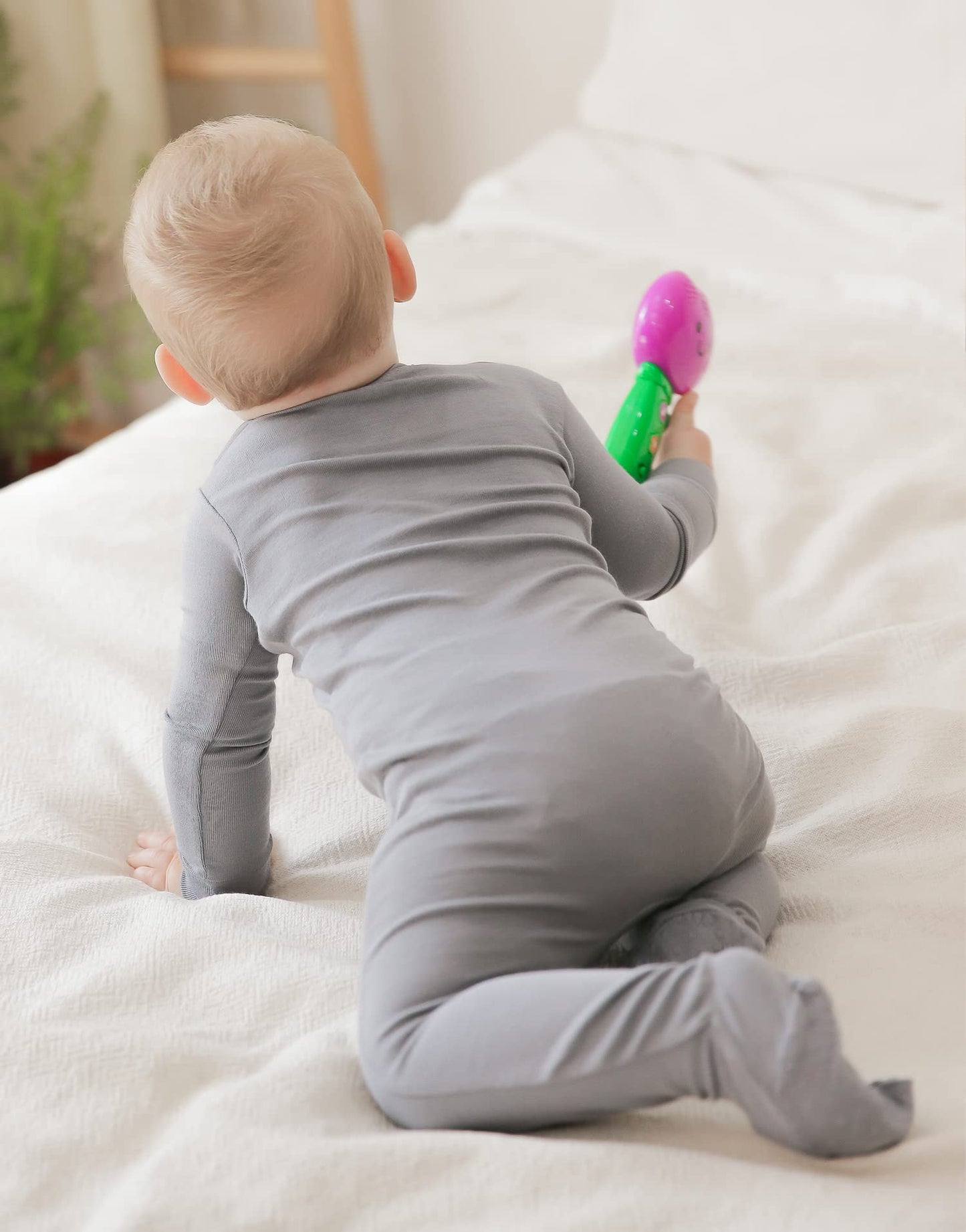 Vaenait Baby Toddler Boys Girls Solid Footie Pajama Cozy Modal Grey 24M