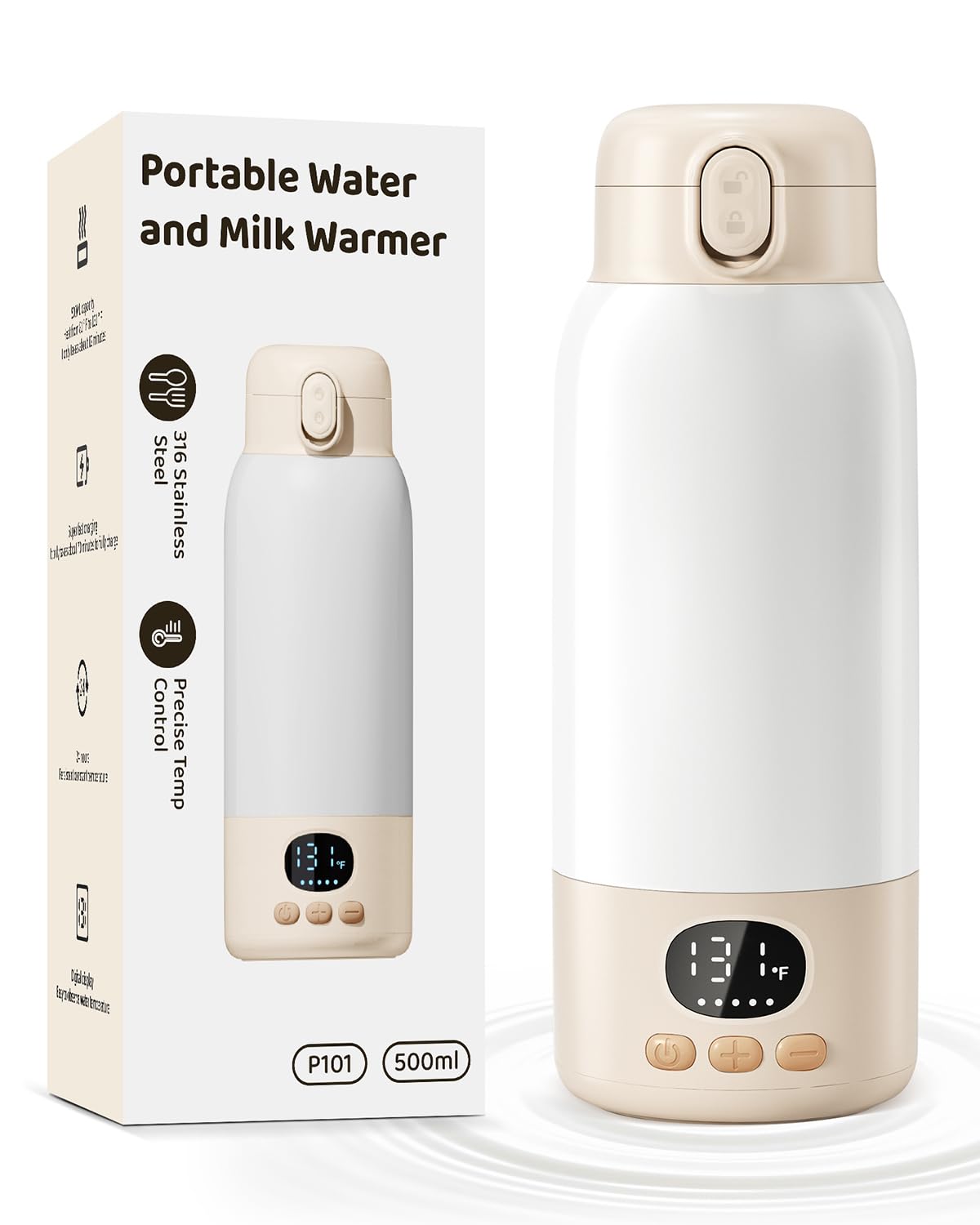 Lxlu Portable Bottle Warmer for Travel, Milk Warmer for Breast Milk Formula & Water with Fast Heating & Smart Temperature Contro