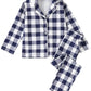 PABROS Girls Cotton Lycra Pajama Set, ButtonDown Long Sleeve Top with Pants, Checkered Pattern, Summer Loungewear Sleepwear Bl