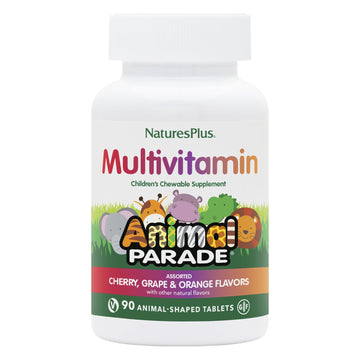 Natures Plus Animal Parade Children'S Chewable Multivitamin - 90 Animal-Shaped Tablets, Pack Of 2 - Natural Assorted Flavors - V