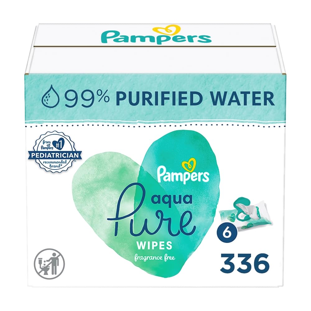 Pampers Aqua Pure Sensitive Baby Wipes, 99% Water, Hypoallergenic, Unscented, 6 WBCBBB077D3JKVR