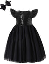 Cilucu Baby Girl Sequin Ruffle Dress Tutu Flower Girls Dress For Wedding Bridesmaid Princess Dress Sparkle Kids Birthday Party G