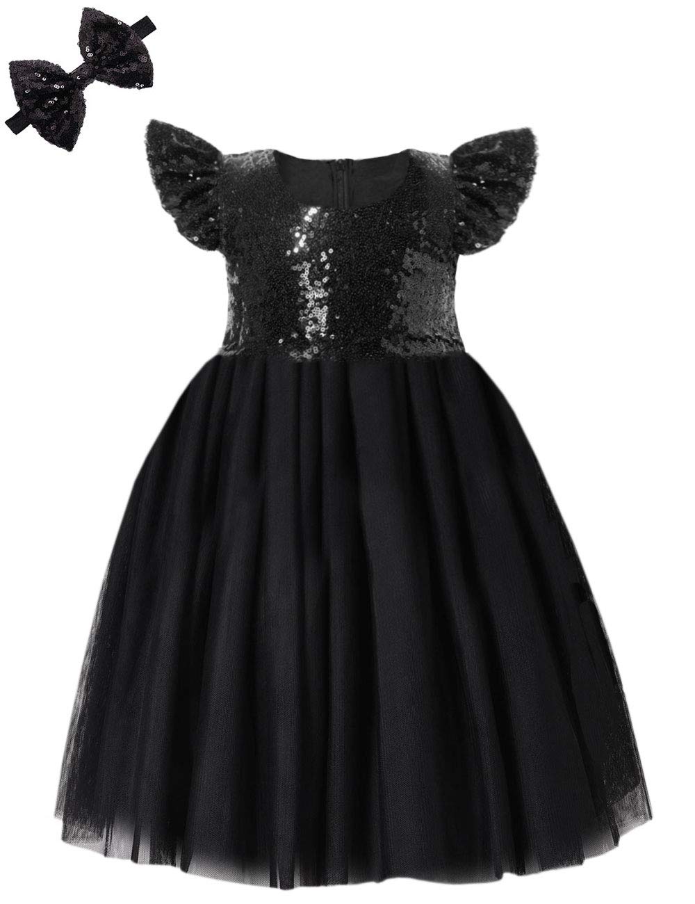 Cilucu Baby Girl Sequin Ruffle Dress Tutu Flower Girls Dress For Wedding Bridesmaid Princess Dress Sparkle Kids Birthday Party G