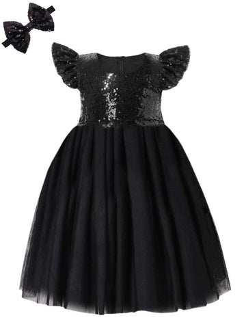 Cilucu Baby Girl Sequin Ruffle Dress Tutu Flower Girls Dress For Wedding Bridesmaid Princess Dress Sparkle Kids Birthday Party G