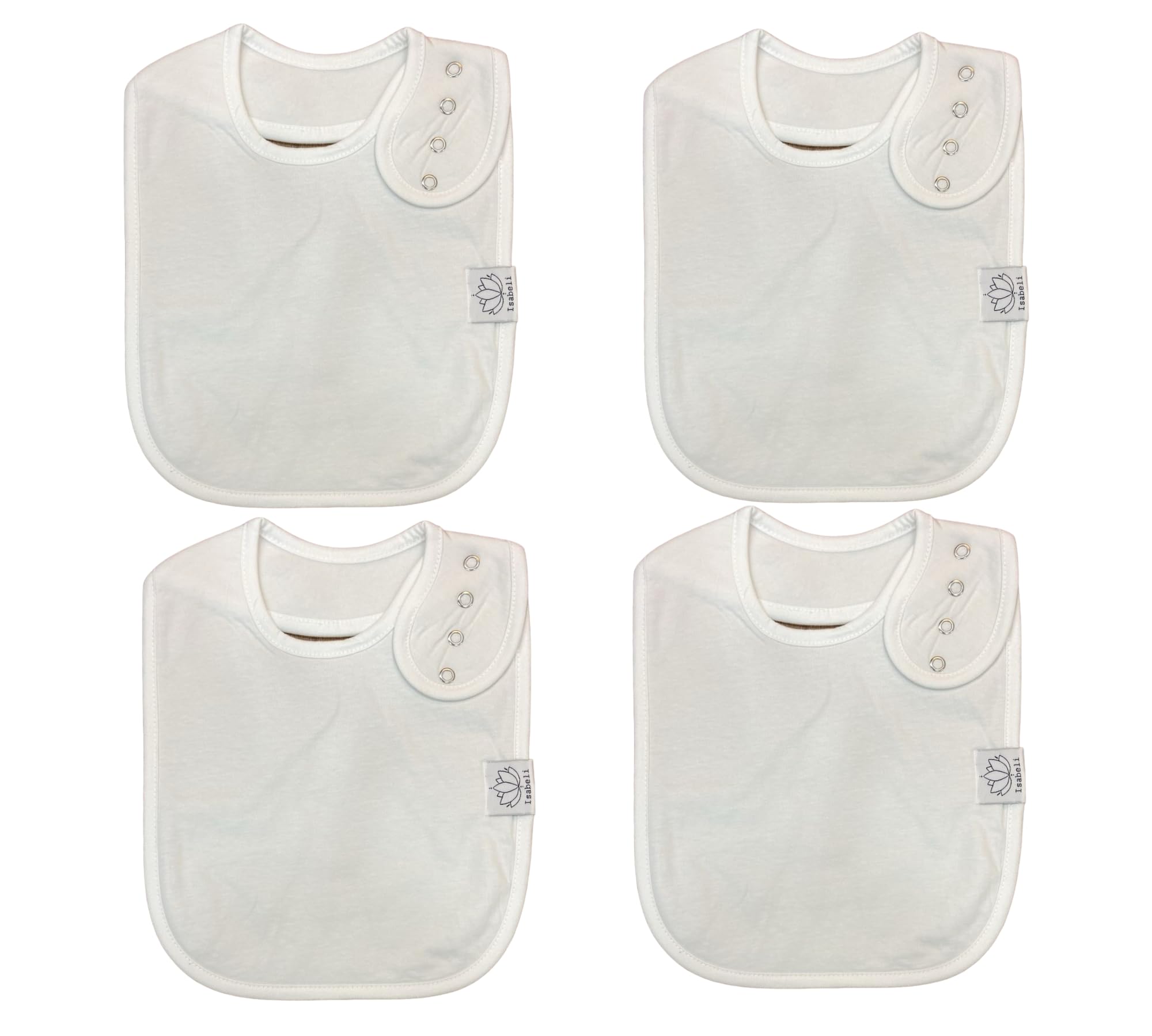 Drool Letters Isabeli Organic Cotton Toddler Drool Bibs 4 Pack - White – Cutebabybuy