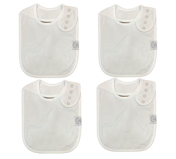Isabeli Organic Cotton Toddler Drool Bibs 4 Pack - White