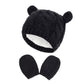 Unisex Baby Toddler Hat And Mitten Set Winter Knitted Thick Warm Beanie Cap Gloves For Infant Boys Girls (Black, M (3-6 Months))