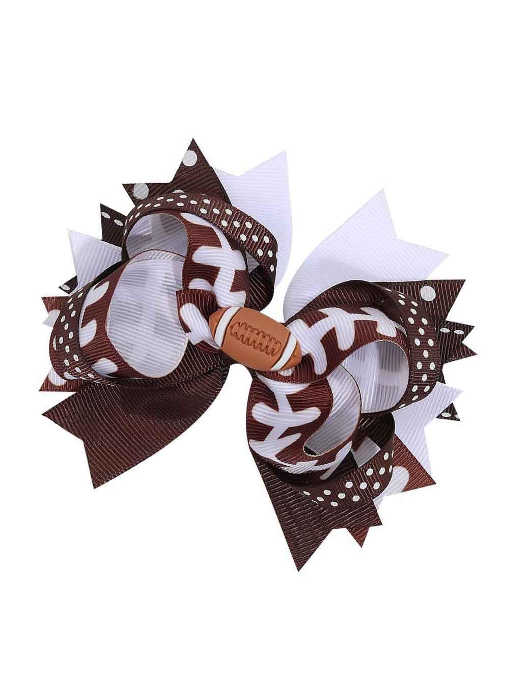 BBTDIN Football Hair Clip - Baby Girl Football Bows Hair Band Bow (E1-Hair Clips, 4.5 Inch, Fits 1-6 Years Old Infant Babies or 