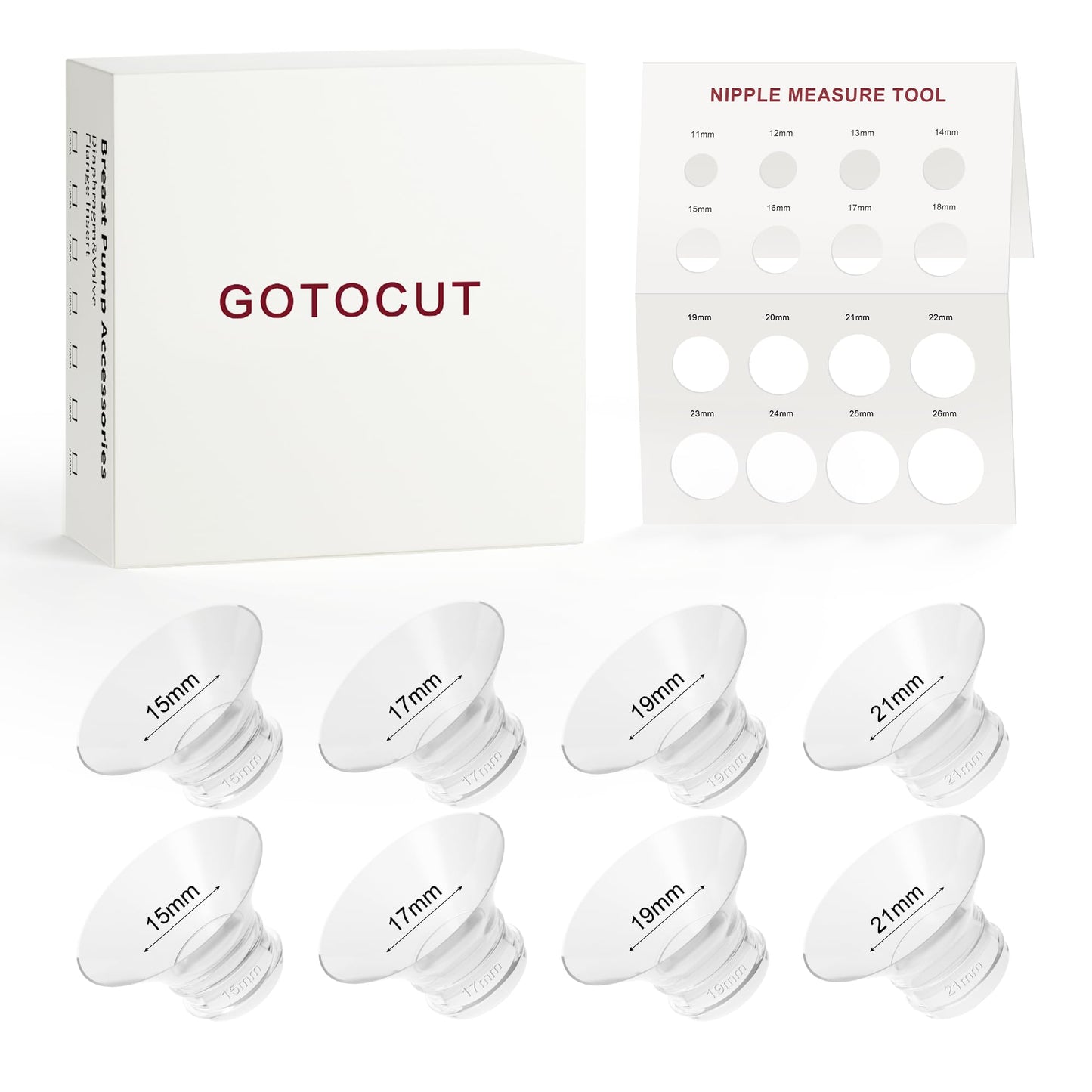 Gotocut 8Pcs Flange Sizing Kit, 15/17/19/21Mm Breast Pump Flange Inserts For Spectra,Elvie,Medela,Paruu,Eufy,Momcozy S9Pro/S12Pr
