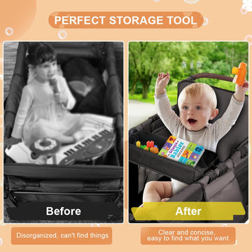 Stroller Snack Tray For Wonderfold Wagon, Thickened Waterproof Faux Leather Wagon Accessories, Comes With Cup Holder And Storage