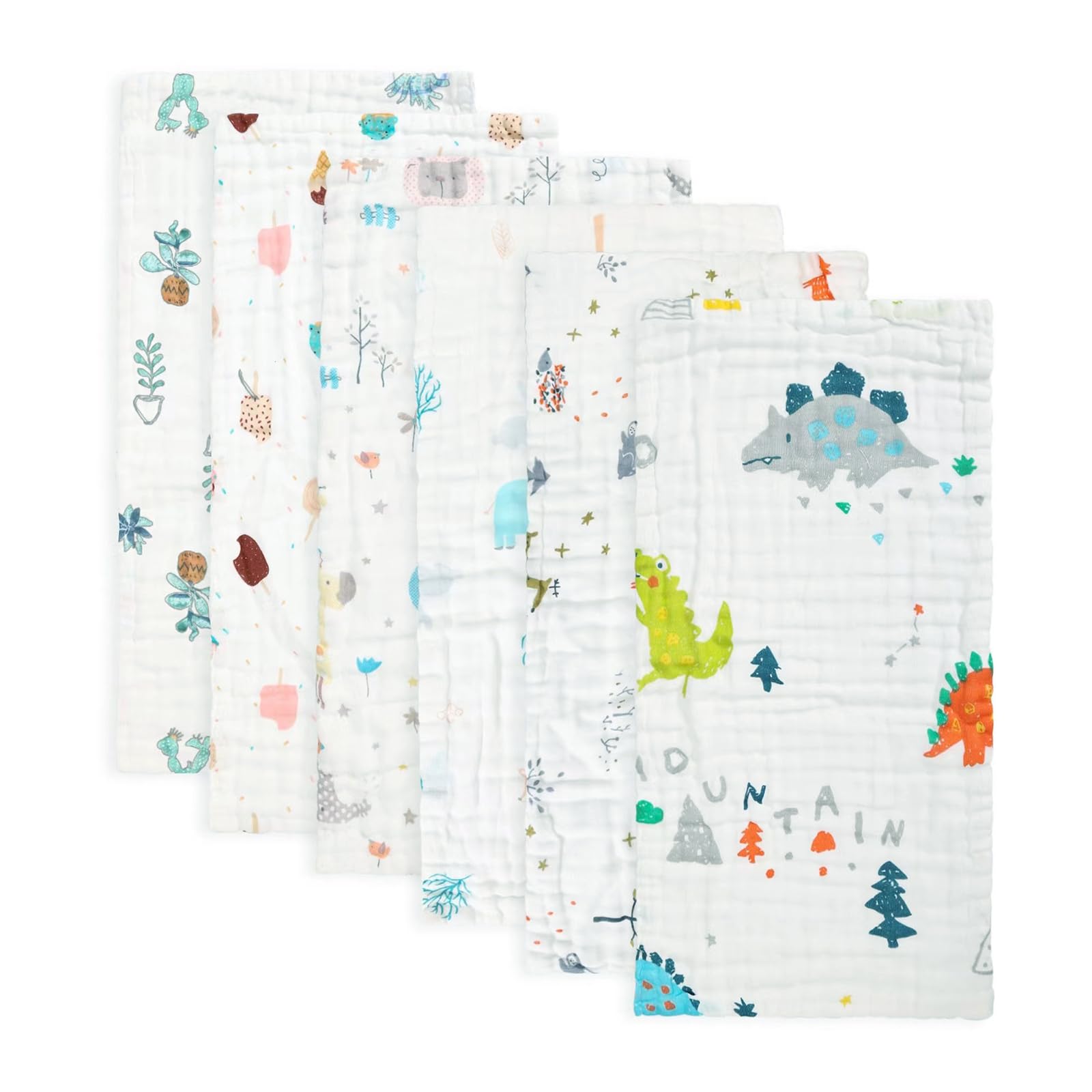 FOOK FISH Muslin Burp Cloths for Babies Ultra Soft Cotton and Absorbent Spit Up Cloths Newborn Essentials for Baby Registry Sear