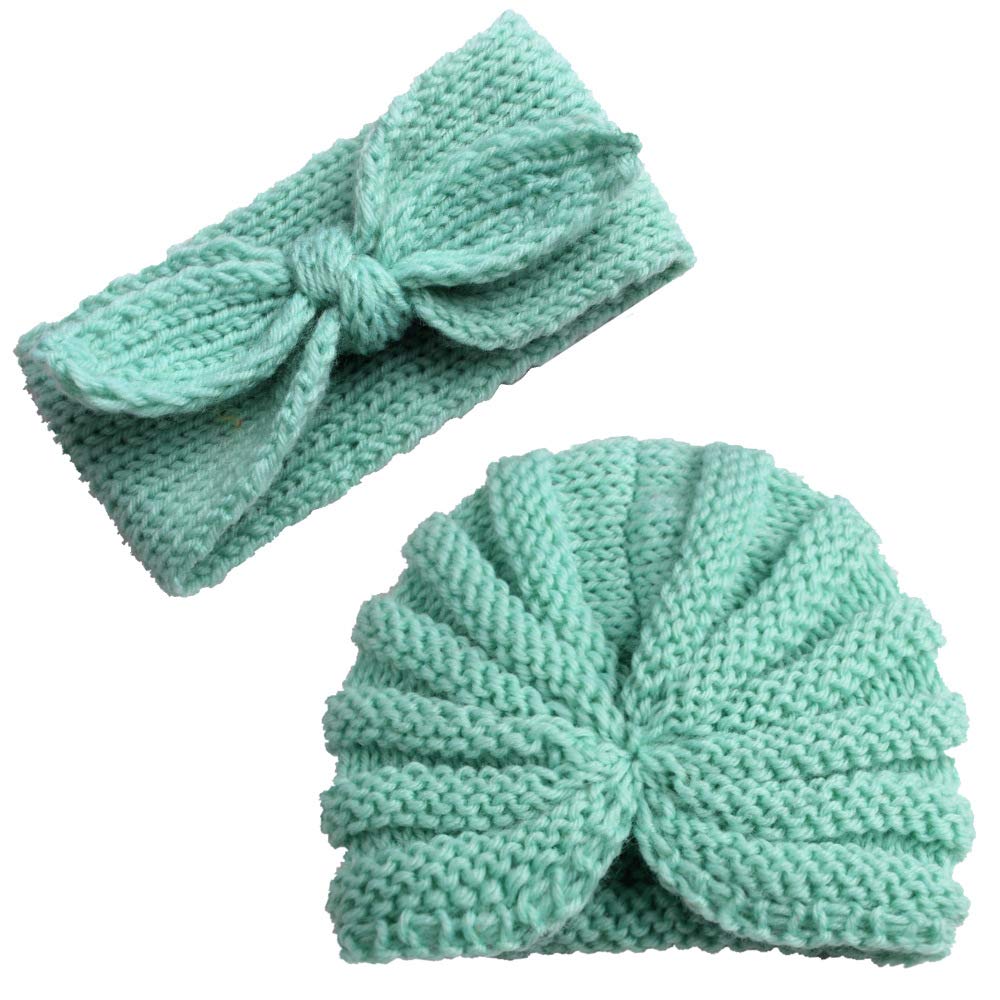 Syga Pack Of 2 Baby Cap & Headband Woolen Soft Stretchable Hat And Ears Warm Headband For Newborn Baby Winter Cap 03 Years  Cy