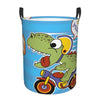 Pevtufa Dinosaur Riding A Motorcycle Foldable Laundry Basket Organizer,Fabric Clothes Toy Storage Basket Nursery Hamper Storage 
