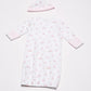 Little Me Baby Girl'S 2-Piece Nightgown And Cap Set, White Print/Bunny, 0-3 Months