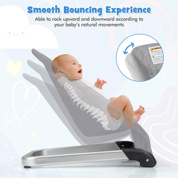 Baby Joy Baby Bouncer, Foldable Baby Bouncer Seat With 5-Point Safety Harness, Removable Fabric Cover, Portable Infant Bouncer F