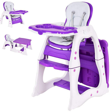 Costzon Baby High Chair, 3 In 1 Infant Table And Chair Set, Convertible Booster Seat With 3-Position Adjustable Feeding Tray, Ad