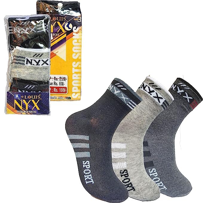 F Y V Ankle Length Cotton Sports Socks For Men And Women  Pack Of 3