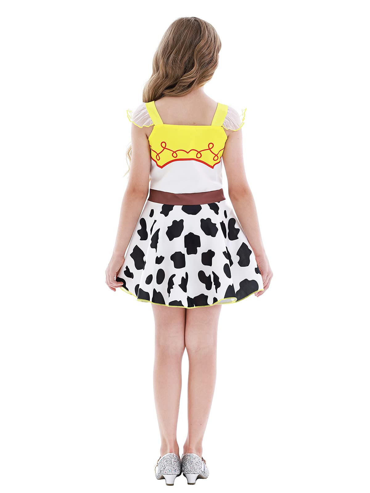 Jurebecia Girls Toddler Jessie Costume Little Girls Jessie Dress Up Halloween Costume Ruffle Sleeve Size 3T