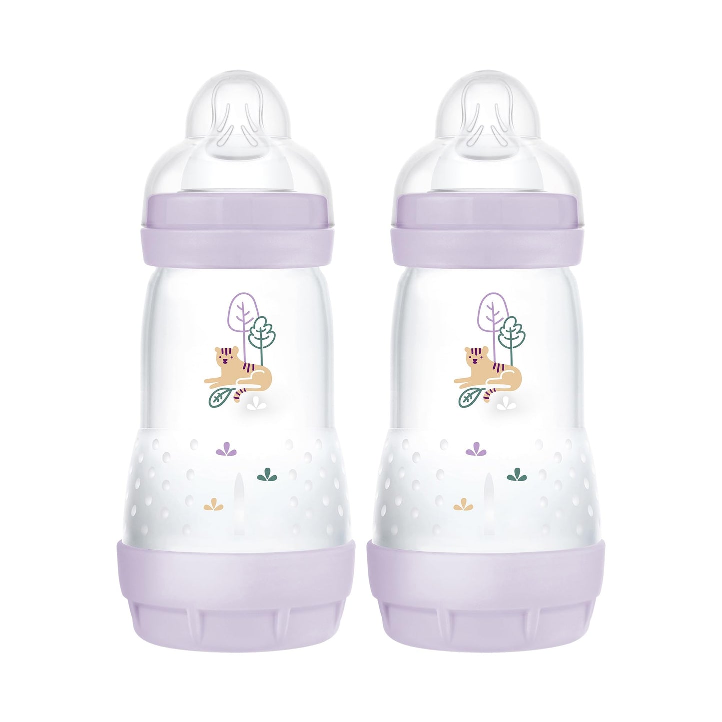 Mam Easy Start Matte Anti-Colic Baby Bottles, 9 Oz (2 Count), Medium Flow Nipples, Baby Girl, 2 Count