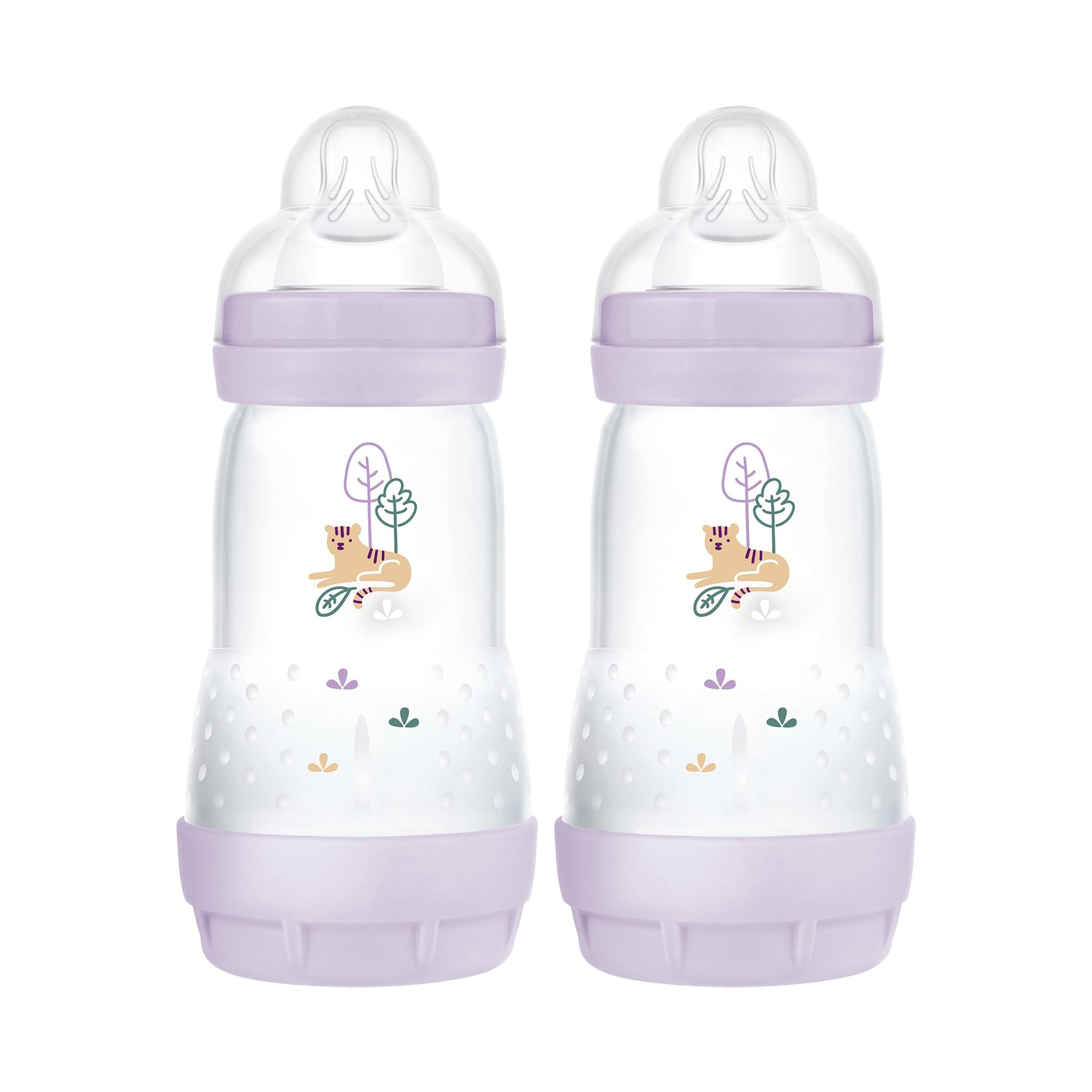 Mam Easy Start Matte Anti-Colic Baby Bottles, 9 Oz (2 Count), Medium Flow Nipples, Baby Girl, 2 Count