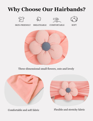 Zurlefy Stretchy Baby Girl Headbands Bows, Infant Headband Bows For Baby Bonnet Newborn Head Wraps Toddler Unisex (03H-15)