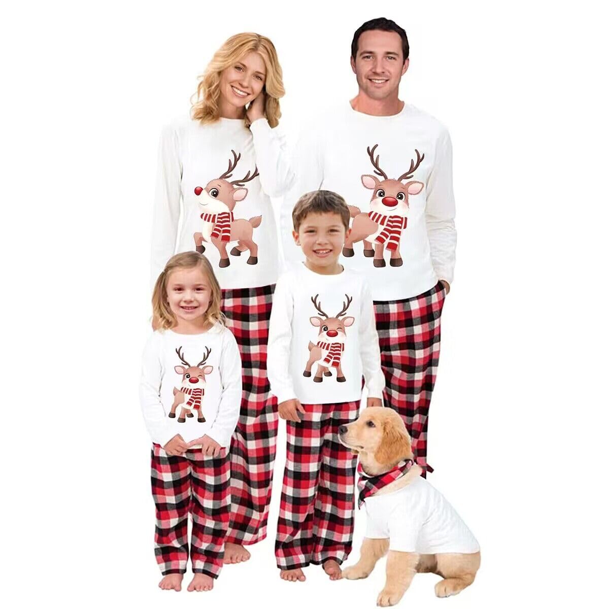 Family Matching Christmas Pajamas Set Cotton Xmas Deer Holiday Pajamas Sleepwear WBBAPB0CFKZ3VX9