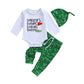 Newborn Baby Boys Girls Daddy'S Future Golfing Buddy Long Sleeve Bodysuit Pants Hat 3 Pcs Outfit Set (White, 6-12 Months)