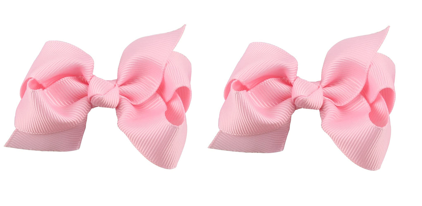 Zoonai 3 Inch Baby Girl Hair Bows Boutique Hair Clip Teens Toddlers Hairpin Headwear - Set Of 2 (Pink)