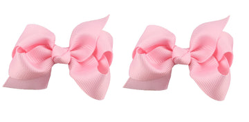 Zoonai 3 Inch Baby Girl Hair Bows Boutique Hair Clip Teens Toddlers Hairpin Headwear - Set Of 2 (Pink)