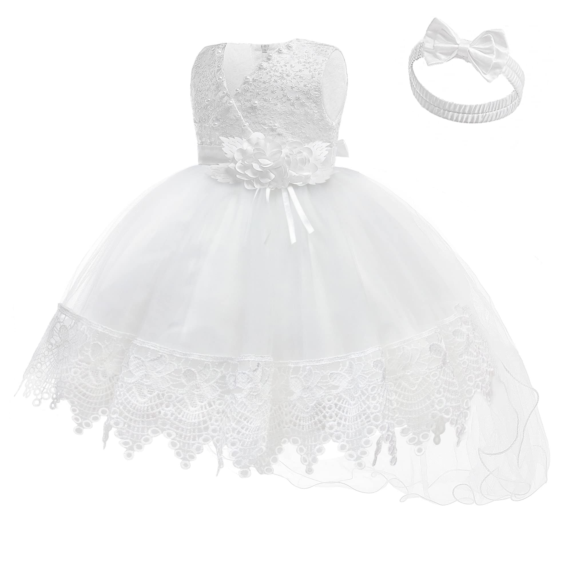 Lzh Baby Girl White Dress, Birthday Dress For 1 Year Old Girl Baby Gir – Cutebab WBBAPB07P8Y494T