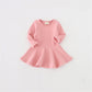 Csbks Toddler Baby Girls Long Sleeve Cotton Dress Solid Ruffle Tops 3T Pink