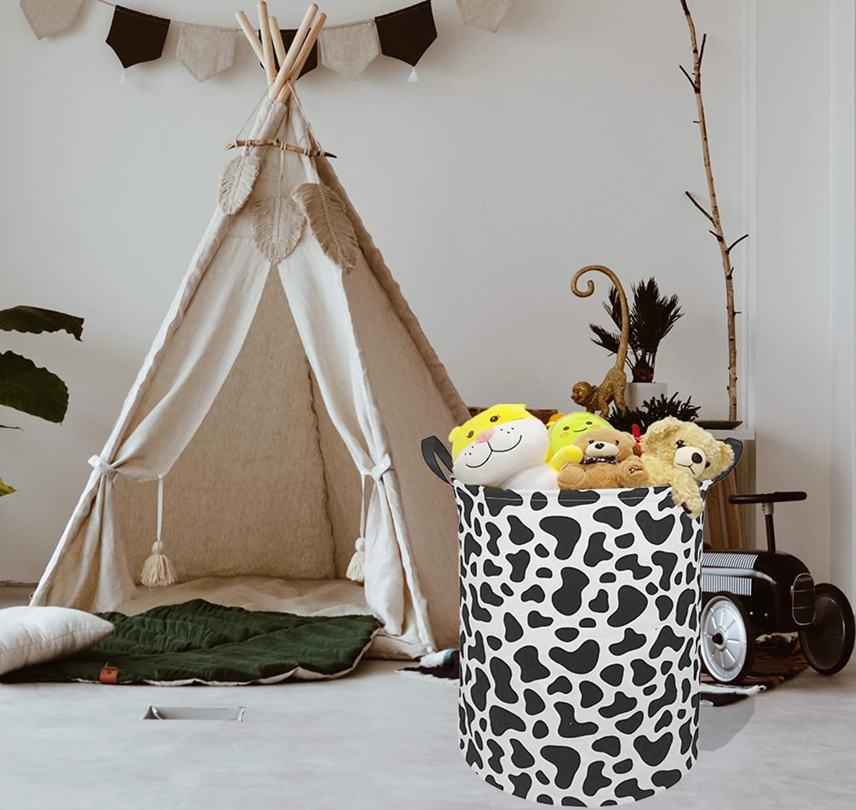 Laundry Hamper Toys Box Storage Bins Canvas Waterproof Collapsible Clothes Organizer Basket With Handle Freestanding Large Cute