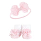 Hudson Baby Baby Girls' Headband And Socks Giftset, Blush White, One Size