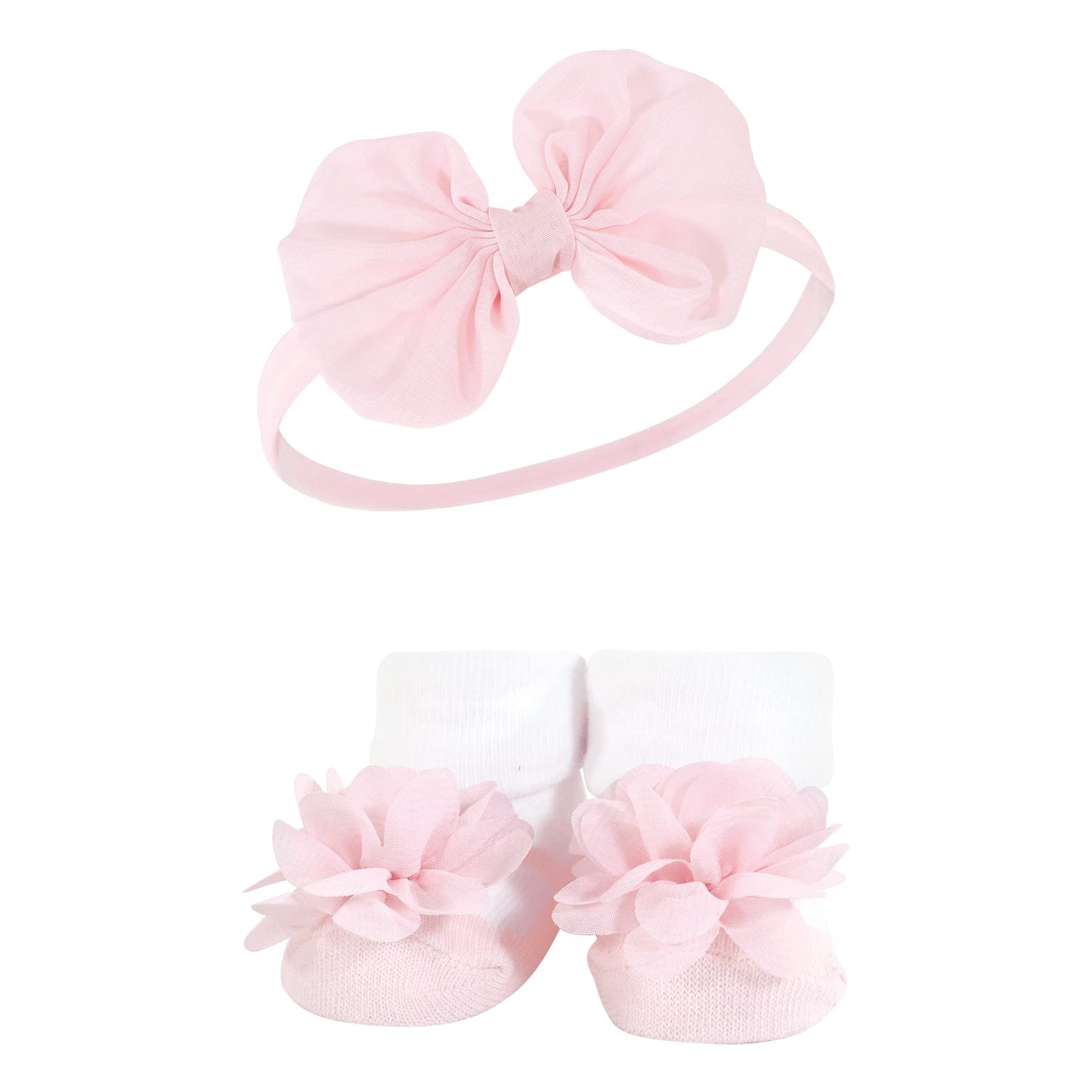 Hudson Baby Baby Girls' Headband And Socks Giftset, Blush White, One Size