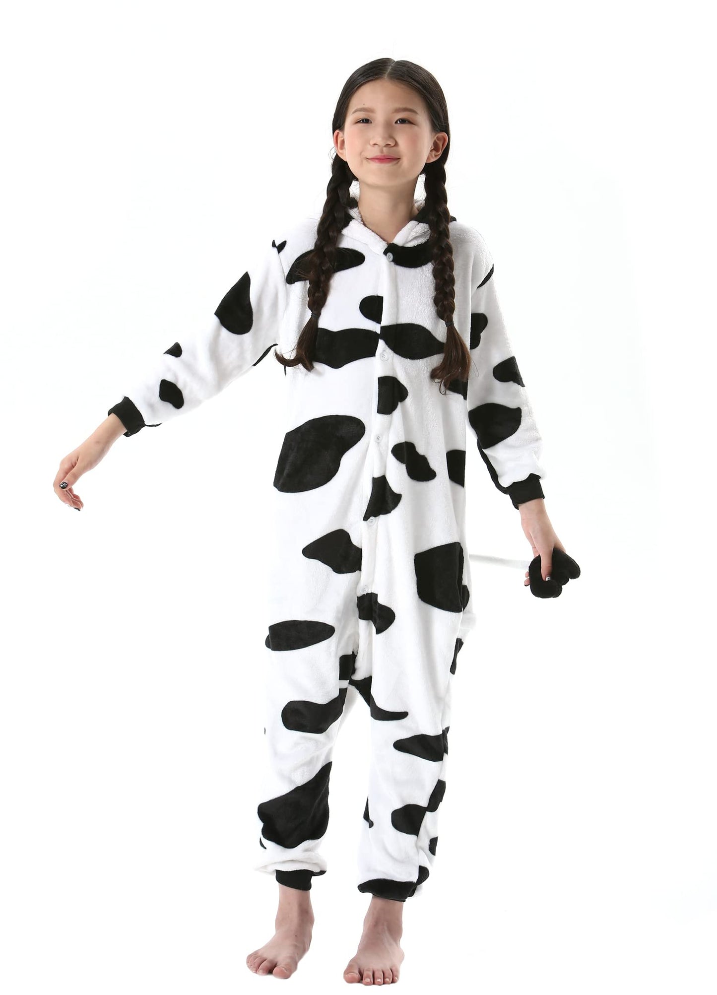 Atoz Onesie For Kids, Animal Pajamas Halloween Cosplay Costume For Girls Boys, Cow 8-9Y