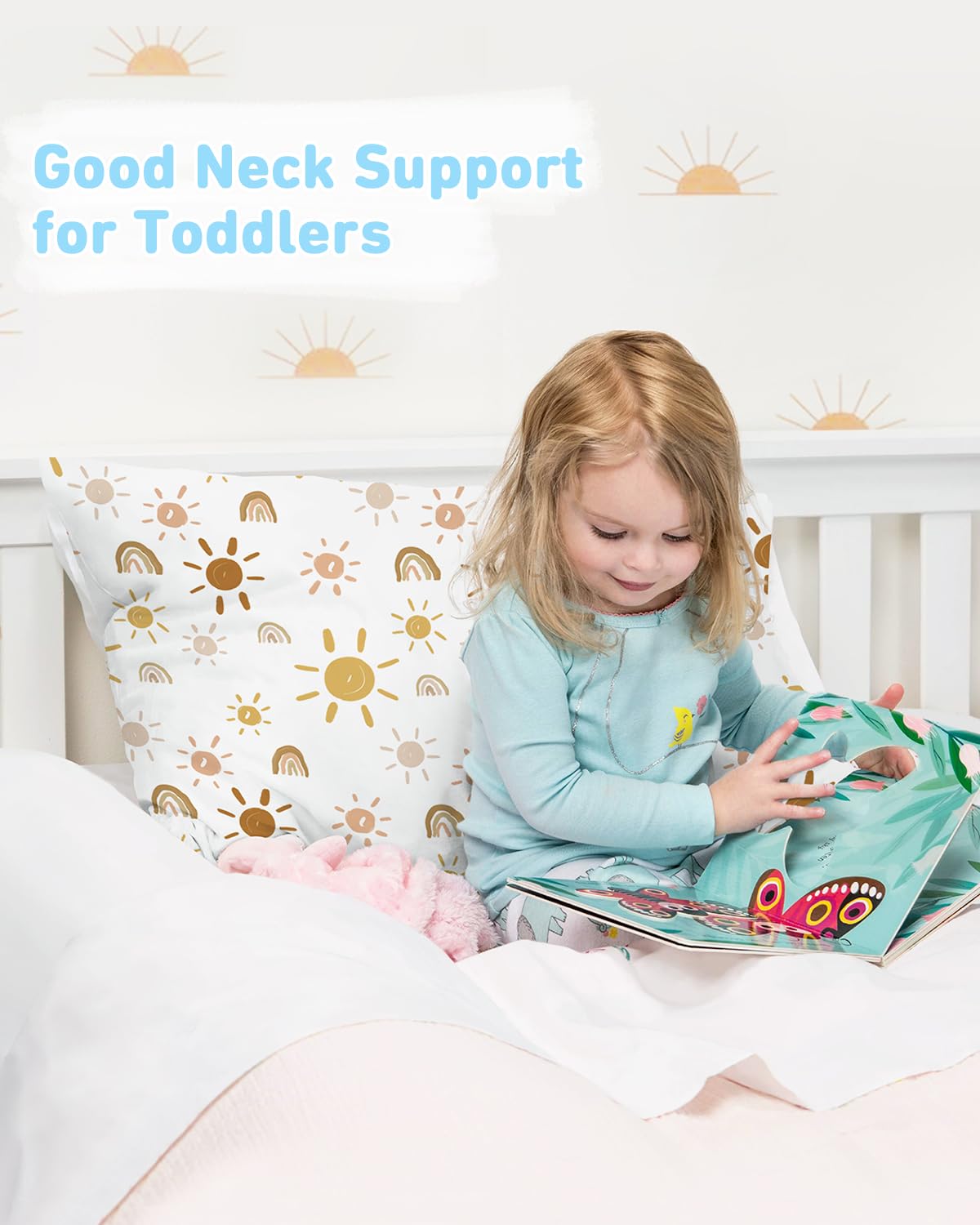 2-Pack Toddler Pillow,13X18 Cotton Toddler Pillows For Sleeping, Machine Washable Kids Pillows With Pillowcase, Perfect For Trav