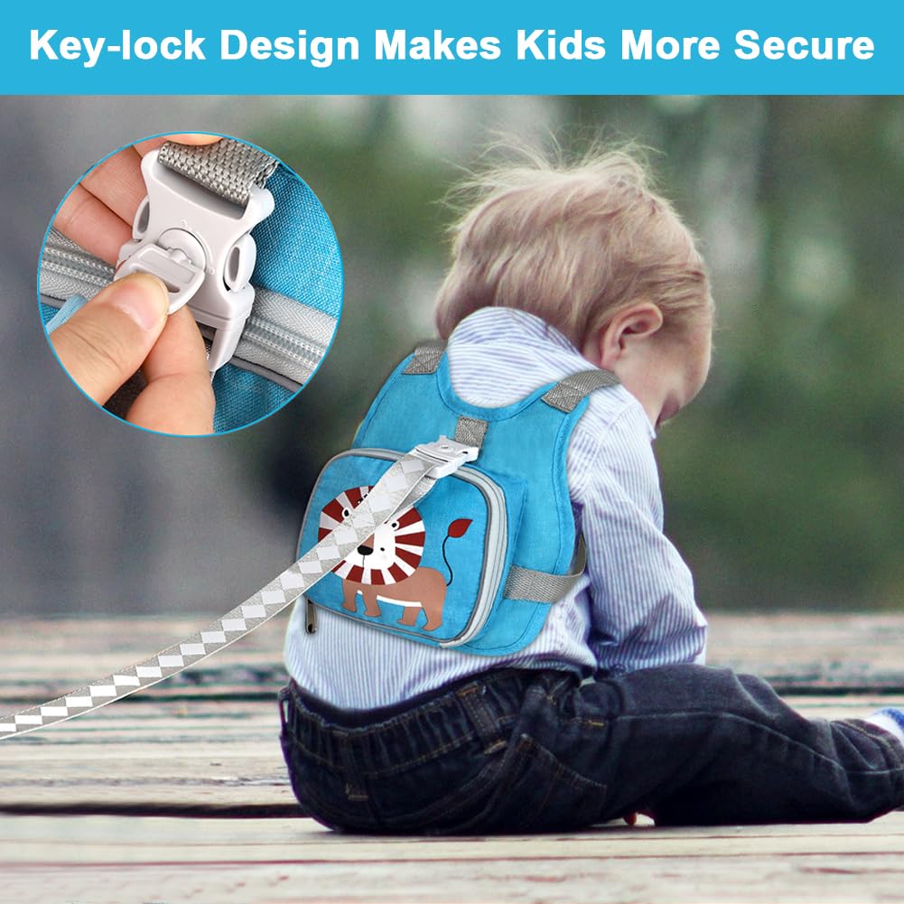 Toddler Harness Leash+ Anti Lost Wrist Link, Accmor Adorable Lion Baby Harness With Leash, Collapsible Child Anti Lost Leash Cut