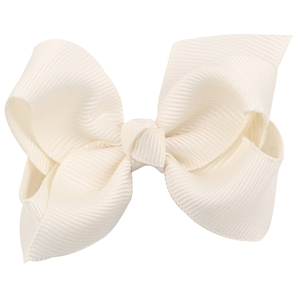 Zoonai 3 Inch Baby Girl Hair Bows Boutique Hair Clip Teens Toddlers Hairpin Headwear - Set Of 2 (Ivory)