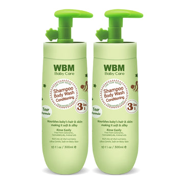 WBM Care 3-in-1 Baby Shampoo, Body Wash & Conditioner (10 oz, Pack of 2) offers a gentle, nourishing formula for babys hair and 