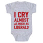 I Cry Almost As Much As Liberal Funny Republican Baby Onesie For Newborns To 24 Month Boys Or Girls (Newborn) Grey