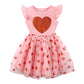 Girls Valentines Dress Glittering Heart Print Tutu Valentines Day Birthday Princess Dress Mesh Tulle Valentines Outfit 3T/1837