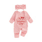 mlpeerw My First Valentines Day Baby Girl Outfit Newborn 1st Valentines Romper Ribbed Jumpsuit Cute Infant Spring Clothes (My 1s