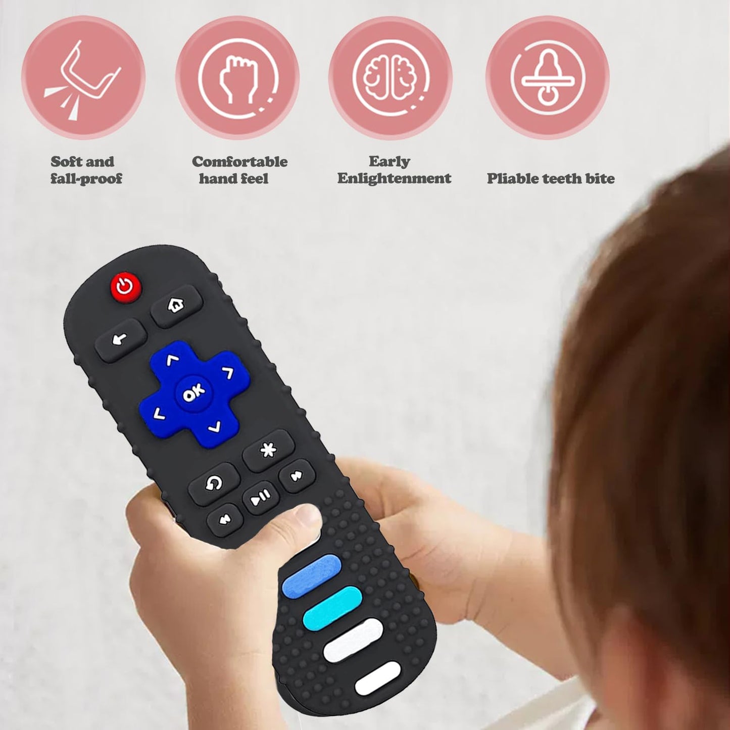 Silicone Baby Teething Toys for Babies 3 6 18 24 Months,Baby Silicone Chew Toys,Remote Control Shape Teething Toys,BPA Free (L-B