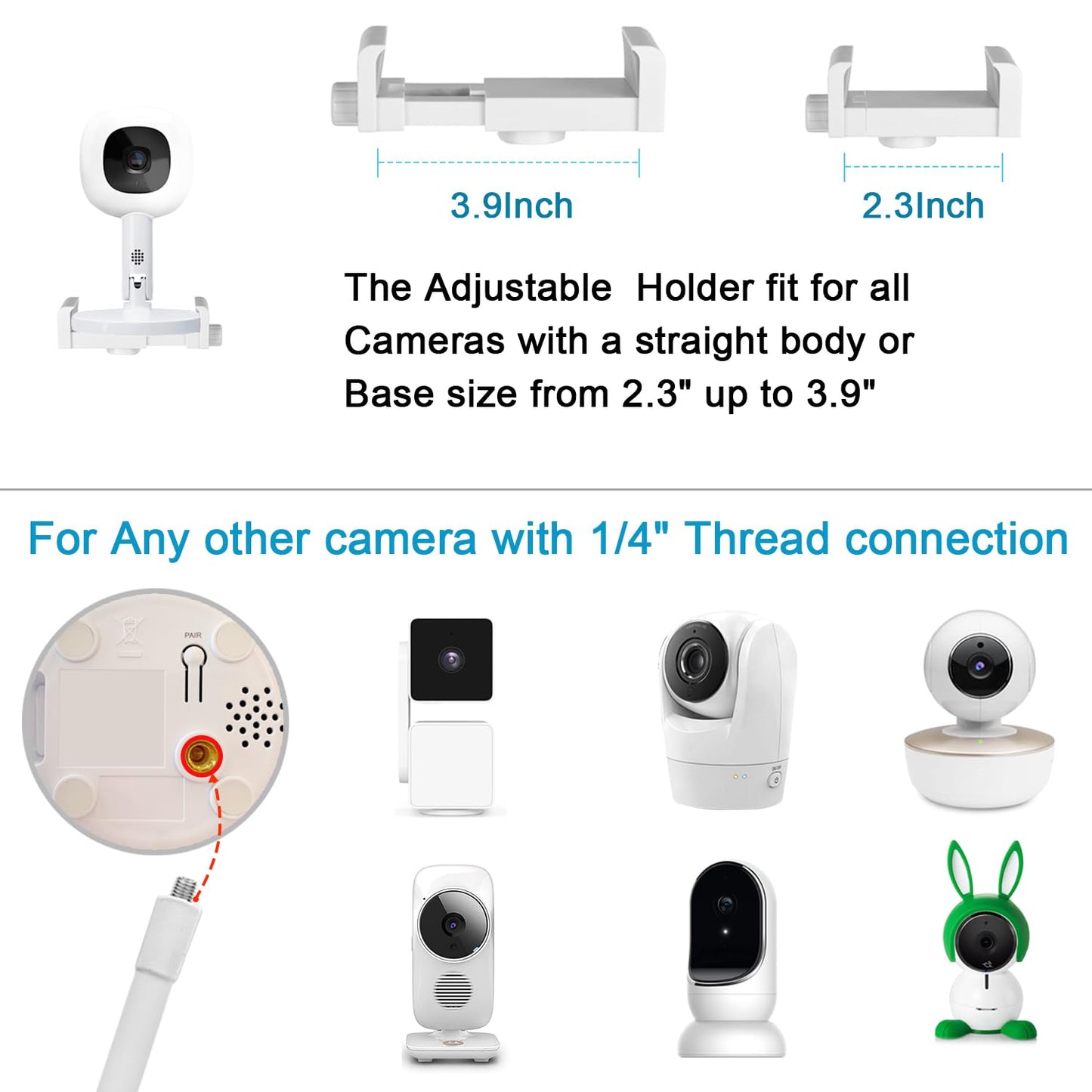 Bfytn Baby Monitor Floor Holder Stand Mount & Clamp For Baby Monitor Camera With 1/4 Screw Hole,Compatible With Nanit Pro Smart